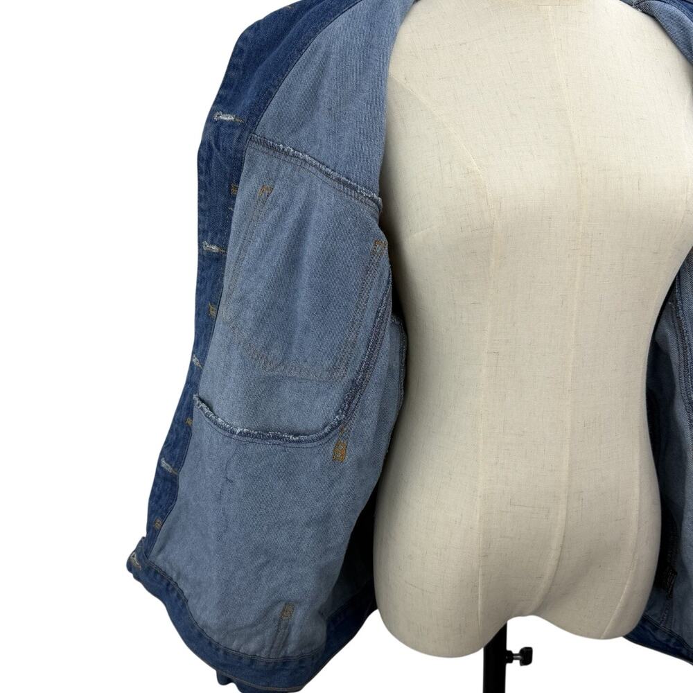 Vintage 90s Europa Denim Jacket Medium Southwestern Aztec Yoke Cowgirl Boho - Picture 7 of 10